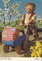 Mecki Hedgehog Postcard W Baby Cart 1973 Pram Poussette - Mecki