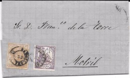 España. 1876. Barcelona A Motril. Carta Con Franqueo Mixto. Edifil 144-153 - Covers & Documents