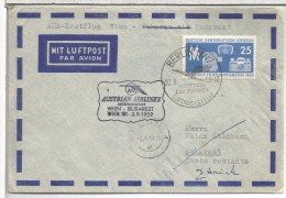 ALEMANIA BERLIN DDR CC PRIMER VUELO WIEN BUKAREST 1959 AUSTRIAN ARLINES - First Flight Covers