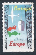 Vignette Portugal Gateway To Europe. TAP. Airplane. Boat. Cruise. Crafts. Tourism. - Emisiones Locales