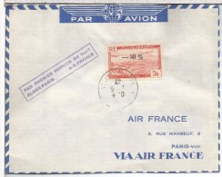 ARGELIA CC PRIMER SERVICIO AEREO NACTURNO ALGER PARIS 1947 AL DORSO MAT PARIS AVIATION - Luchtpost