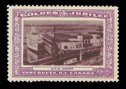 B04-34 CANADA Vancouver Golden Jubilee 1936 MNH 10 CPR Docks - Vignettes Locales Et Privées