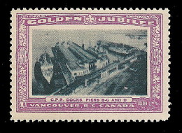 B04-35 CANADA Vancouver Golden Jubilee 1936 MNH 11 CPR Docks - Vignette Locali E Private