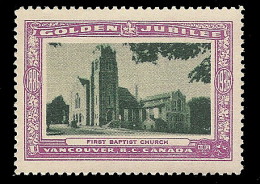 B04-41 CANADA Vancouver Golden Jubilee 1936 MNH 20 First Baptist Church - Vignettes Locales Et Privées