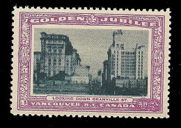 B04-49 CANADA Vancouver Golden Jubilee 1936 MNH 34 Looking Down Granville St - Viñetas Locales Y Privadas