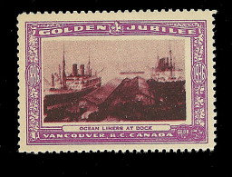 B04-50 CANADA Vancouver Golden Jubilee 1936 MNH 37 Ocean Liners - Vignettes Locales Et Privées