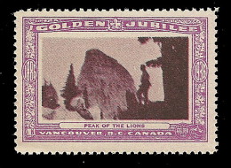 B04-52 CANADA Vancouver Golden Jubilee 1936 MNH 40 Peak Of The Lions - Vignette Locali E Private