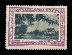 B04-58 CANADA Vancouver Golden Jubilee 1936 MNH 47 Shaughnessy Street - Local, Strike, Seals & Cinderellas