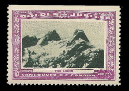 B04-60 CANADA Vancouver Golden Jubilee 1936 MNH 50 The Lions - Vignettes Locales Et Privées