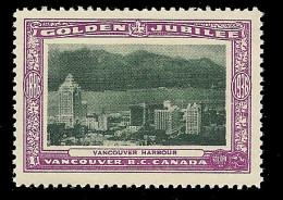 B04-62 CANADA Vancouver Golden Jubilee 1936 MNH 53 Vancouver Harbour - Vignettes Locales Et Privées