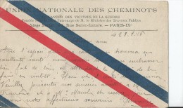 Union Nationale Des Cheminots  CPA 1916 - Gewerkschaften