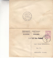 Med Bät -Finlande - Entier Postal Avec Carte Réponse De 1967 - Par Bateau - Oblitération Umea ? - Expédié Vers L'Islande - Briefe U. Dokumente