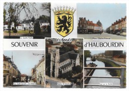 Cpsm: 59 HAUBOURDIN (ar. Lille) Souvenir - Multivues (Péniches, Mairie, Place Fremaux, Blason)1967  CIM  N° 1 C - Haubourdin