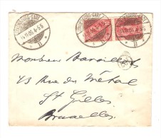 Gd Duché De Luxembourg 2 TP De 10c Tarif Préférentiel Càp Luxembourg Gare 14/11/1906 V.Bruxelles PR2876 - 1906 Willem IV