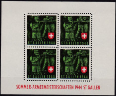 Schweiz Soldatenmarken Block Sommer-Armeemeisterschaften 1944 St Gallen B2 - Vignetten