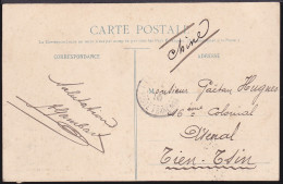 Alger Pour Tien Tsin Chine Cachet D´arrivé "poste Francaise 1910" CPA "indigènes - Touaregs Chaambas, Pirates Du Désert" - Brieven En Documenten