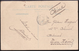 Alger Pour Tien Tsin Chine Cachet D´arrivé "poste Francaise 1910" Sur CPA "Alger - Entrée Du Palais De La Kasbah" - Covers & Documents