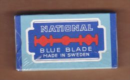 AC - NATIONAL BLUE BLADES SHAVING RAZOR BLADES 5 BLADES IN UNOPENED BOX - Scheermesjes