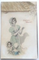 CPA Precurseur Litho Illustrateur M.M. VIENNE 213 Wichera ENFANT Fille Femme Ombre Chinoise Mouton Voyagé 1906 - Wichera