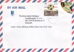 Israel Air Mail  KIBBUTZ DALIA 2004 Cover Lettera Denmark FIFA Stamp W. Vignette - Cartas & Documentos