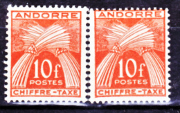 Andorre Taxe 30 Variété Plus Petit Et Normal Piquage Décalé  Neuf ** TB MNH Sin Charmela - Unused Stamps
