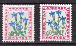 Andorre Taxe 47 Variété Bleu Foncé Et Normal Fleur  Neuf ** TB MNH Sin Charmela - Ungebraucht