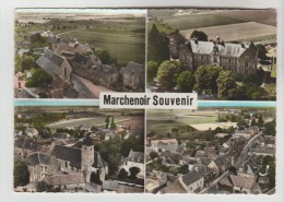 2 CPSM MARCHENOIR Et MAVES (Loir Et Cher) - En Avion Au-dessus De : Souvenir De....4 Vues, Maves Le Moulin - Marchenoir