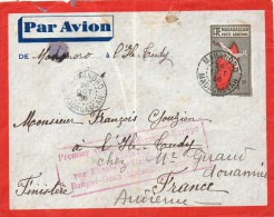 Madagascar Entier Postal 1er Vol Pour La France 1936 - Lettres & Documents