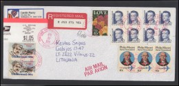 USA 290 Cover Brief Postal History Air Mail Personalities Aviation Flowers Roses - Marcophilie