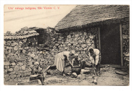 SÃO VICENTE -  COSTUMES - Um Ménage Indigena   Carte Postale - Cape Verde
