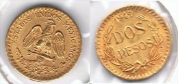MEXICO 2 PESOS 1945 ORO GOLD A54 - Mexico