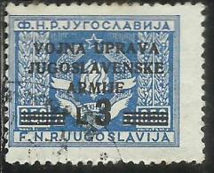 ISTRIA E LITORALE SLOVENO 1947 FRANCOBOLLI DI YUGOSLAVIA LIRE 3 SU 0.50d USATO USED OBLITERE' - Jugoslawische Bes.: Slowenische Küste