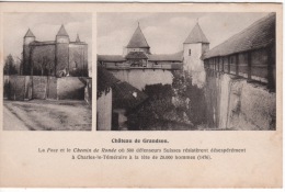 SUISSE - CHATEAU DE GRANDSON - 2 CPA -  CHEMIN DE RONDE OU 500 DEFENSEURS RESISTERE NT A CHARLES LE TEMERAIRE - Grandson