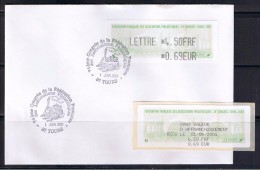 ATM, FDC, LETTRE 4.50 FRF-0.69 EUR,1er JUIN 2001, Avec RECU, Papier Du 74éme CONGRES DE LA FFAP,  LA GARE DE TOURS - 1999-2009 Illustrated Franking Labels