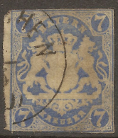 BAVARIA 1867 7k Blue IMPERF SG 43 U #SH93 - Bavière