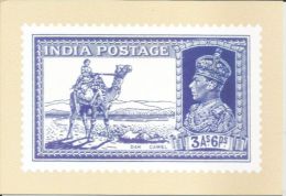 India  Dak Camel Mode Of Transport, King George VI, 3 Annas 6 Pies Stamp Reproduced Card By India Post - Sonstige (Land)