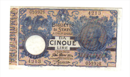 5 Lire Vitt. Em. III° 29 07 1918 Sup   LOTTO 1323 - Italië– 5 Lire