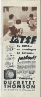 Encart Publicitaire/Camping/Poste TSF/ Ducretet Thomson /Bd Haussmann/Revue Touring Club De France/1937  ILL98 - Electricidad & Gas