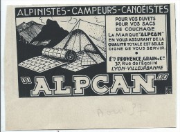Encart Publicitaire/Alpinistes-Campeurs-Canoéistes/ALPCAN/Duvet  Sac De Couchage/RevueTouring Club France/1937   ILL102 - Sports & Tourism