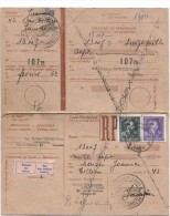 TP 693-696 Perforé M.F. S/Carte Récépissé Des Ets Mynce Frères C.Bruxelles En 1952 Pour Jambes AP900 - 1951-..