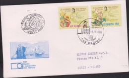 E)1990 SAN MARINO, THE DISCOVERY OF PRODUCTS OF THE NEW WORLD, CIRCULATED COVER TO MILANO, XF - Storia Postale