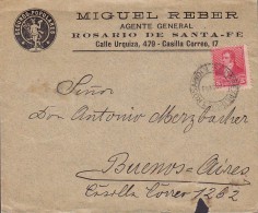 Argentina MIGUEL REBER , ROSARIO De SANTA-FE 189? Cover Letra BUENOS AIRES Seguros Populares Mercury Cachet (2 Scans) - Brieven En Documenten