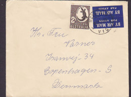 Australia 2x BY AIR MAIL Par Avion Labels HEYFIELD Vic 1958 Cover Brief Denmark 2/- Sh Aboriginal Art Crocodile - Storia Postale