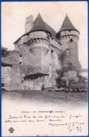 CARTE POSTALE ANCIENNE LA CREUSE PONTARION 23 LE CHATEAU N° 24 DOS NON SEPARE ECRITE COUPURE TACHES 17 SEPT 1903 - Pontarion