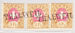 Heimat ZH THALWEIL Langstempel Auf 3 Telegraphen Marken 3Fr 1881 #18 - Telegrafo