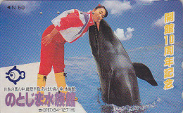 Télécarte Japon - ANIMAL - BALEINE ORQUE & Femme - WHALE ORCA & Girl Japan Phonecard - WAL Telefonkarte - BALLENA - 344 - Delfines