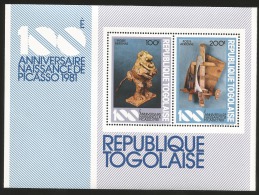 B)1981 TOGO, ART, ANIMAL, CRAFTS, WOO,  ANNIVERSARY OF BIRTH PICASSO, SOUVENIR SHEETS, MNH - Togo