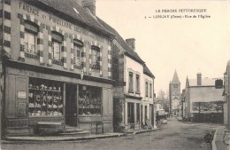 LONGNY LA RUE DE L´EGLISE DEVANTURE FAIENCE ET PORCELAINE CAFE EPICERIE 61 ORNE - Longny Au Perche