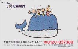 Télécarte Japon  - ANIMAL - Enfants Sur BALEINE - Children On WHALE Japan Phonecard - WAL Telefonkarte / Owl Logo - 404 - Delfini