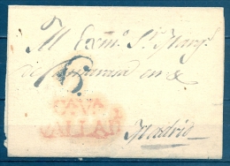 1814 - 22 , PREFILATELIA , D.P. 14 ,  VALLADOLID , ENVUELTA CIRCULADA A MADRID , " Cª Vª / VALLADd " TIZÓN Nº 12 - ...-1850 Prephilately